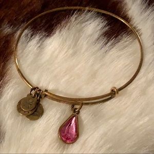 Alex and Ani pink stone gold tone bracelet